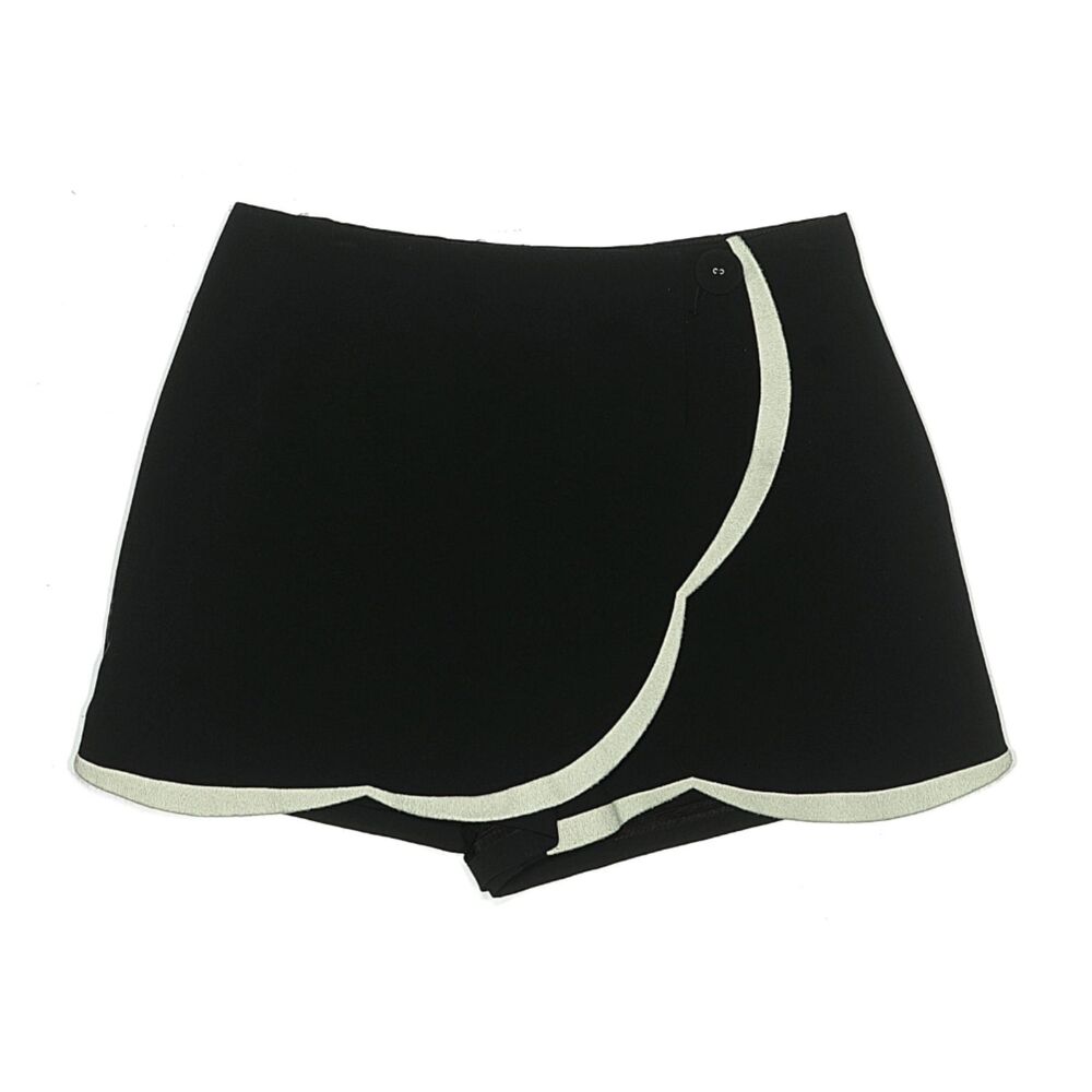 Maeve Black Contrast Trim Wrap Skort Size 8 High Rise Preppy Mini Shorts